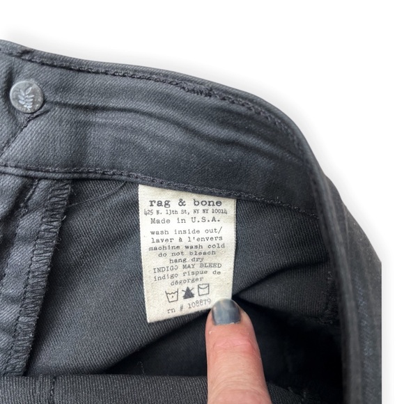 Rag & Bone Grey Black Tuxedo Stripe Skinny Jeans in “Midnight,” sz 27” - Picture 11 of 11